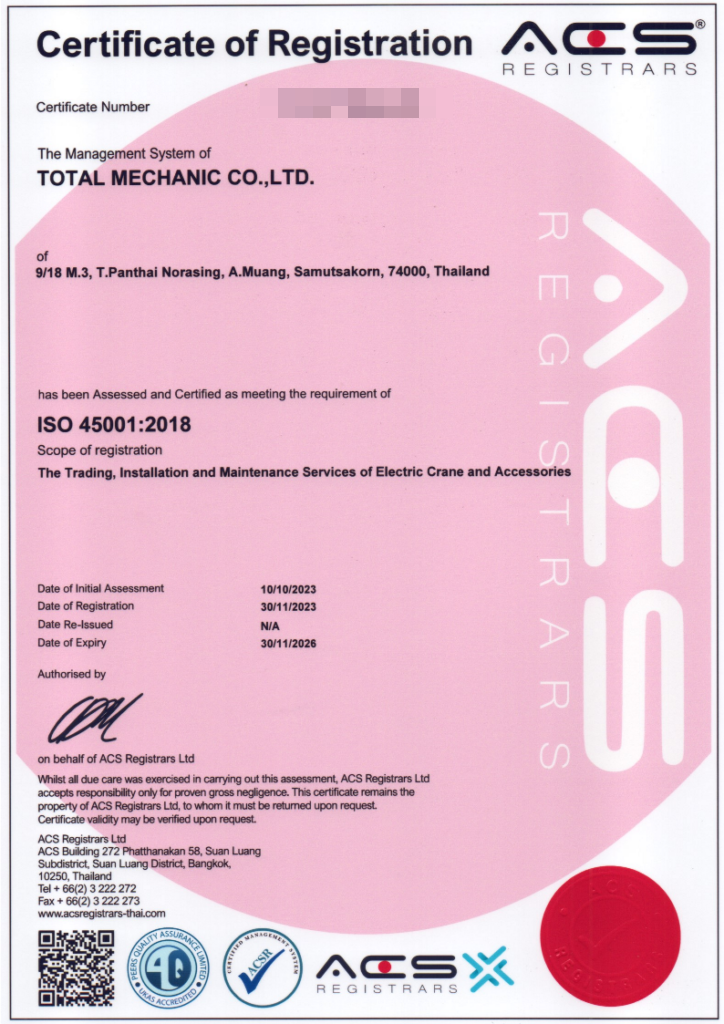Total Mechanic Cert ISO 45001:2018